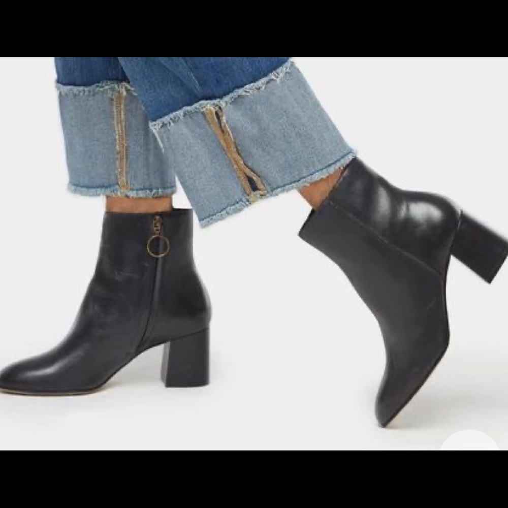ABLE Black genuine leather ankle boot size 10